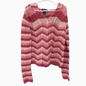 Limited Too Girl’s Shades of Pink Chevron Hooded Long Sleeve Knit Sweater
